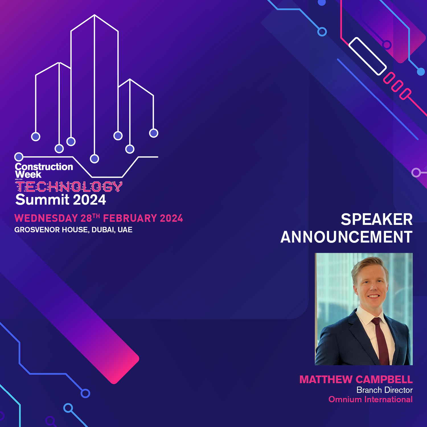 Matthew Campbell confirmed to speak at Construction Week Technology