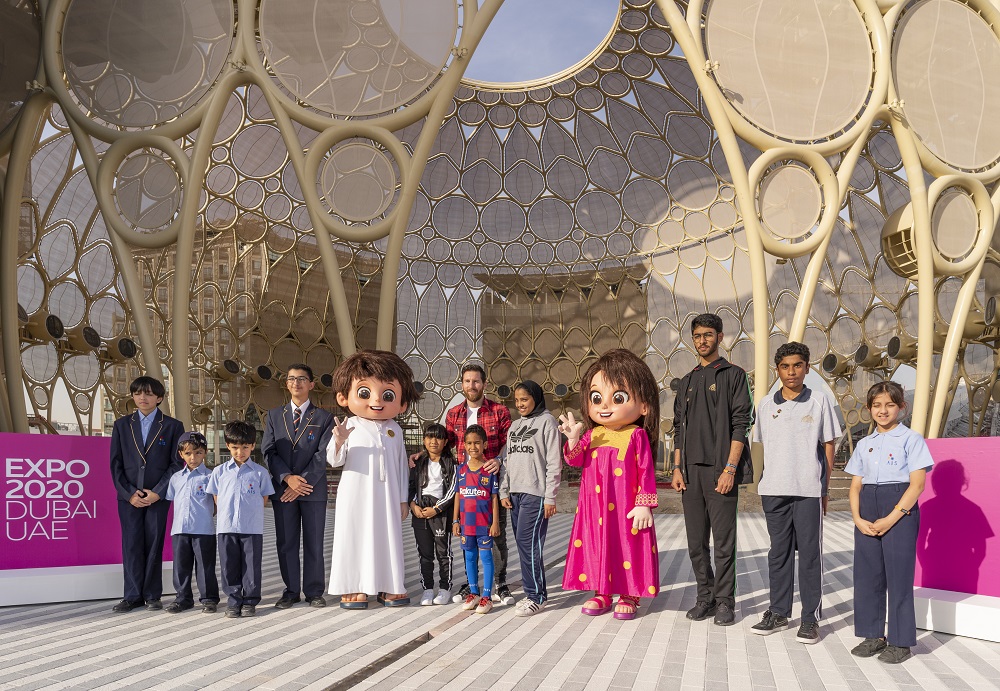 Lionel Messi visits dome-shaped Al Wasl Plaza at Expo 2020 Dubai site