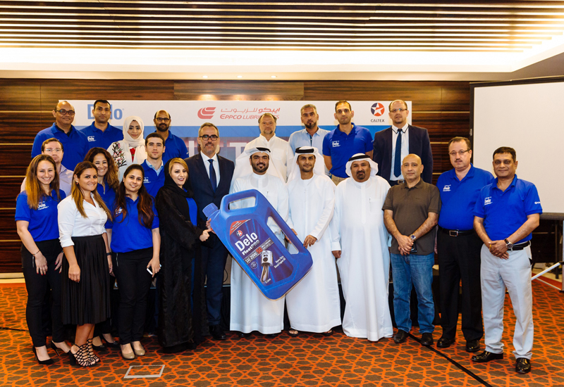 Representatives from Chevron Al Khalij and EPPCO at the event announcing their withdrawal of CF product and the launch of the Delo FleetPro range of CH-4 diesel engine oils. Representatives from Chevron Al Khalij and EPPCO at the event announcing their withdrawal of CF product and the launch of the Delo FleetPro range of CH-4 diesel engine oils.