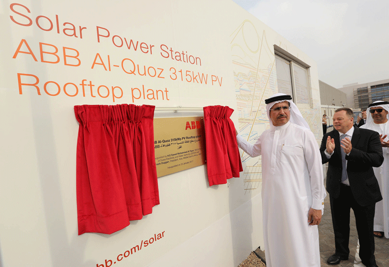 Saeed Mohammed Al Tayer, MD and CEO of Dubai Electricity and Water Authority (DEWA) inaugurated ABB’s rooftop solar power plant. Saeed Mohammed Al Tayer, MD and CEO of Dubai Electricity and Water Authority (DEWA) inaugurated ABB’s rooftop solar power plant.