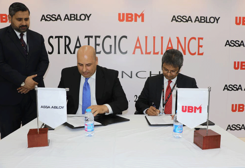 Assa Abloy and UBM have signed an agreement that will see the two companies collaborating to better serve the Saudi construction market. Assa Abloy and UBM have signed an agreement that will see the two companies collaborating to better serve the Saudi construction market.