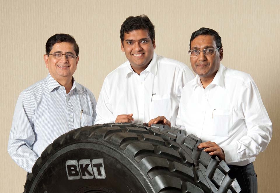 BKT's top management, L-R: Dilip Vaidya, Rajiv Poddar and ArvindPoddar. BKT's top management, L-R: Dilip Vaidya, Rajiv Poddar and ArvindPoddar.