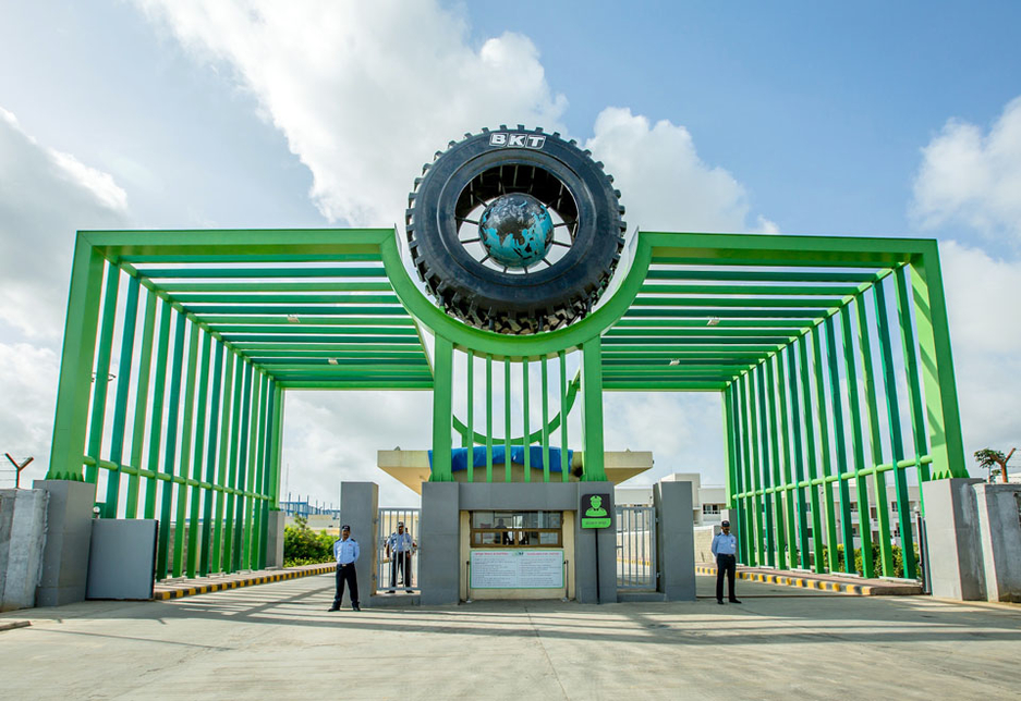 The entrance to BKT's 120-hectare Bhuj plant in Gujarat, India. The entrance to BKT's 120-hectare Bhuj plant in Gujarat, India.