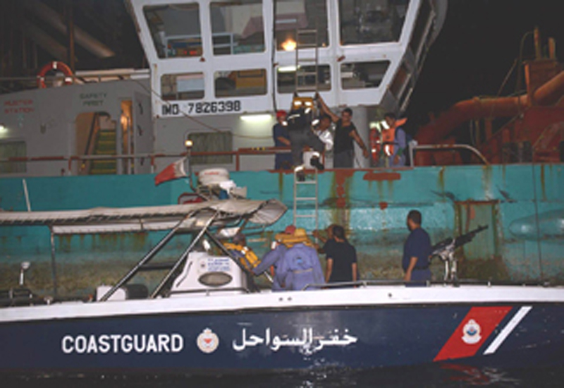 Nine crew were rescued from the leaking marine excavator. Nine crew were rescued from the leaking marine excavator.