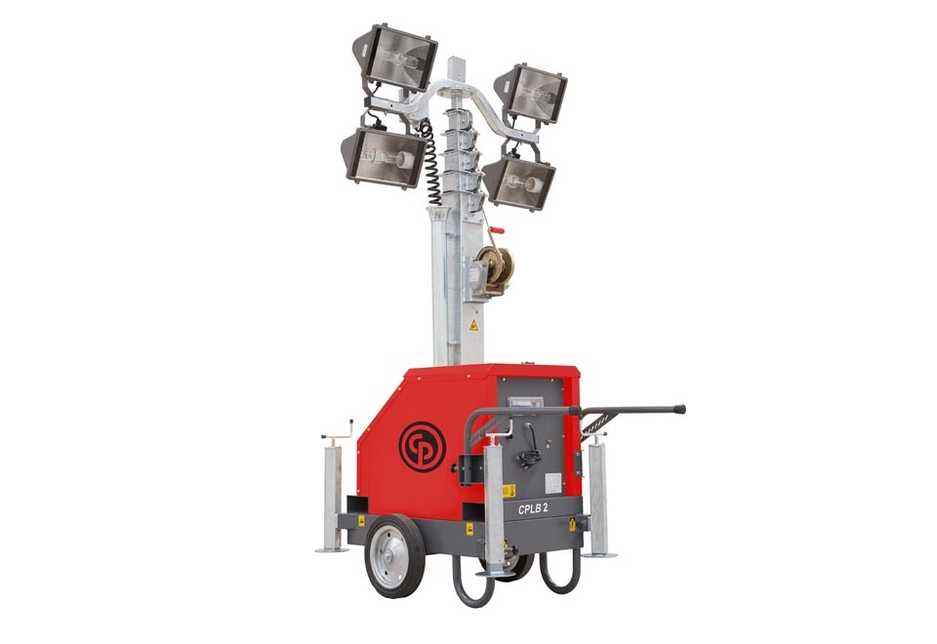 The four high-efficiency LED lamps of the CPLB2 LED light tower give an average coverage of 3,000 cubic metres. The four high-efficiency LED lamps of the CPLB2 LED light tower give an average coverage of 3,000 cubic metres.