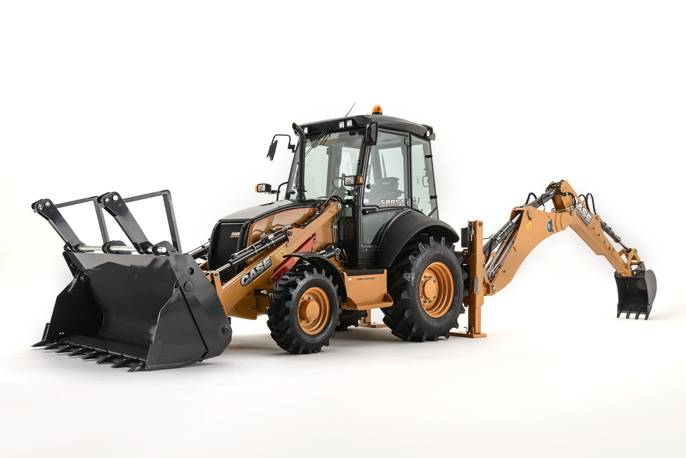 The 580ST retains the S-shape boom integral to the Case backhoe design. The 580ST retains the S-shape boom integral to the Case backhoe design.