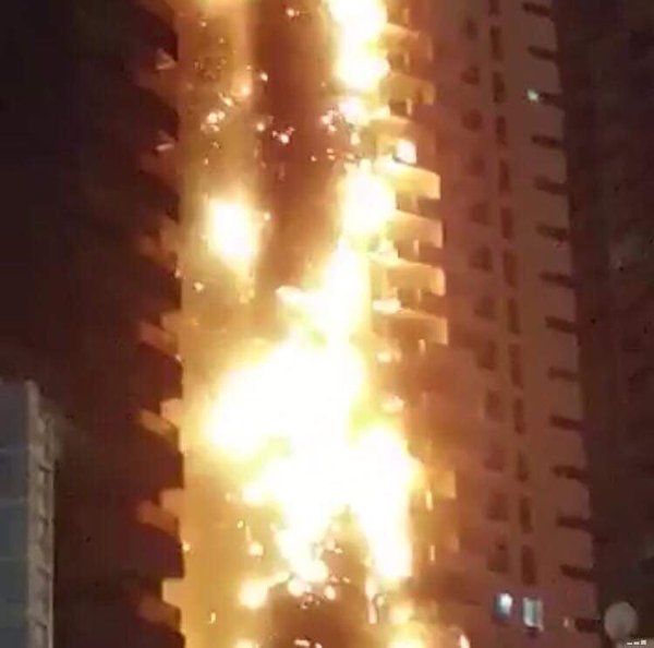 The fire broke out at the Ajman One Towers on March 28, 2016. The fire broke out at the Ajman One Towers on March 28, 2016.