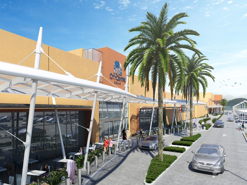 Rendering of City Centre Sohar in Oman. Rendering of City Centre Sohar in Oman.