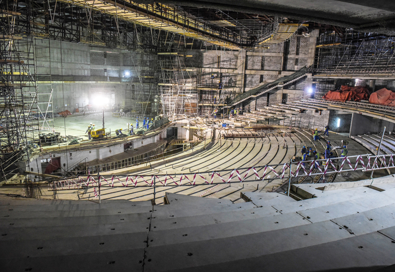 The Convention Hall is ahead of schedule. The Convention Hall is ahead of schedule.
