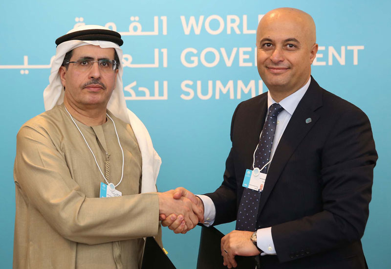 The MoU was signed by DEWA’s HE Saeed Mohammed Al Tayer (left) and Microsoft Gulf’s Samer Abu-Ltaif (right) on the opening day of the World Government Summit. The MoU was signed by DEWA’s HE Saeed Mohammed Al Tayer (left) and Microsoft Gulf’s Samer Abu-Ltaif (right) on the opening day of the World Government Summit.