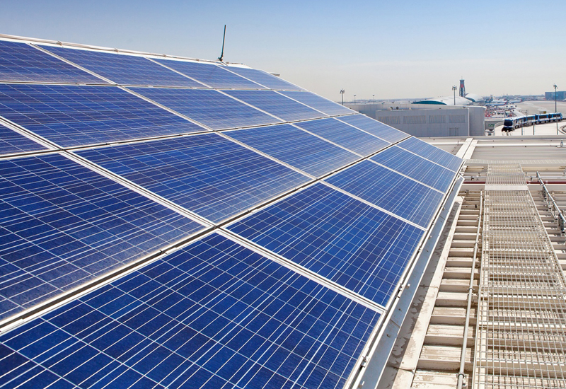 Solar panels were installed at DXB's Concourse D. Solar panels were installed at DXB's Concourse D.