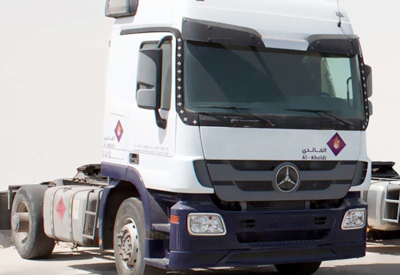 An Al Khaldi-branded Mercedes-Benz Actros. An Al Khaldi-branded Mercedes-Benz Actros.