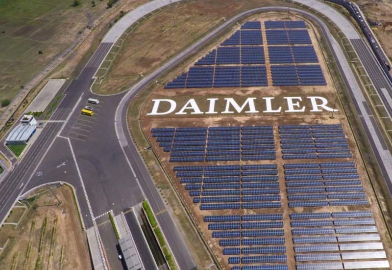 The 10,000 polycrystalline photovoltaic panel array at Daimler's manufacturing plant in Oragadam, near Chennai, India. The 10,000 polycrystalline photovoltaic panel array at Daimler's manufacturing plant in Oragadam, near Chennai, India.