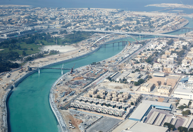 The Dubai Water Canal was flooded as part of a test run. The Dubai Water Canal was flooded as part of a test run.