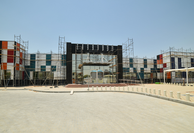 The Dubai faade features 800 coloured solar panels. The Dubai faade features 800 coloured solar panels.