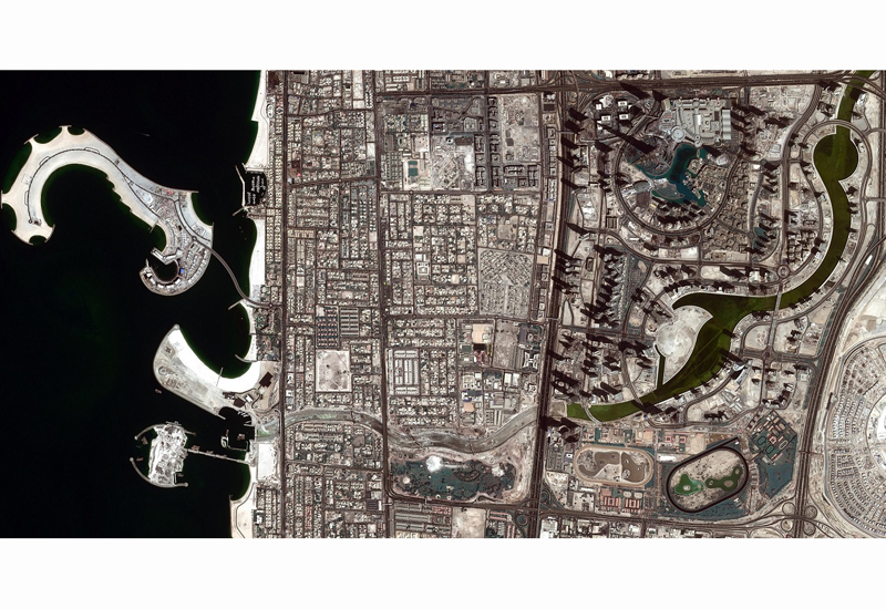An image captured before the Dubai Water Canal had reached capacity. An image captured before the Dubai Water Canal had reached capacity.