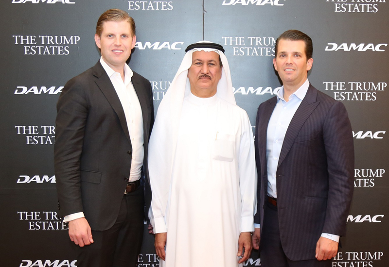 Damac chairman Hussain Sajwani welcomes guests of honour Eric Trump and Donald Trump Jr. Damac chairman Hussain Sajwani welcomes guests of honour Eric Trump and Donald Trump Jr.