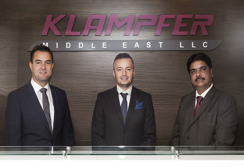 From left: Klampfer Middle East managing director, Günther Hinterberger director Joe Szabo, and Brayan Group CEO Praveen Sarapure. From left: Klampfer Middle East managing director, Günther Hinterberger director Joe Szabo, and Brayan Group CEO Praveen Sarapure.