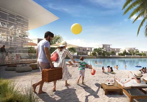 Hive Beach on the swimmable lagoon in Tilal Al Ghaf. Hive Beach on the swimmable lagoon in Tilal Al Ghaf.