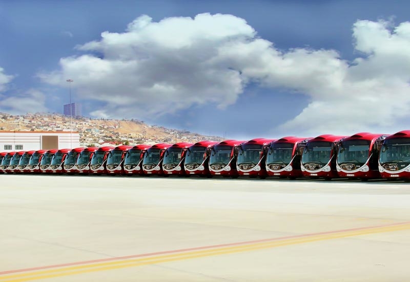 CNG-powered Iveco Crealis buses on the tarmac in Baku, Azerbaijan. CNG-powered Iveco Crealis buses on the tarmac in Baku, Azerbaijan.