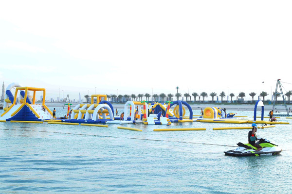 The Marassi Al Bahrain floating water park. The Marassi Al Bahrain floating water park.