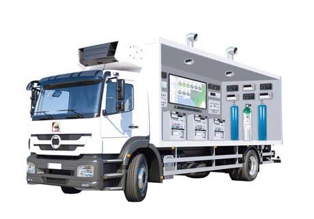 Dubai Municipality's environmentally friendly mobile air quality monitoring vehicle. Dubai Municipality's environmentally friendly mobile air quality monitoring vehicle.
