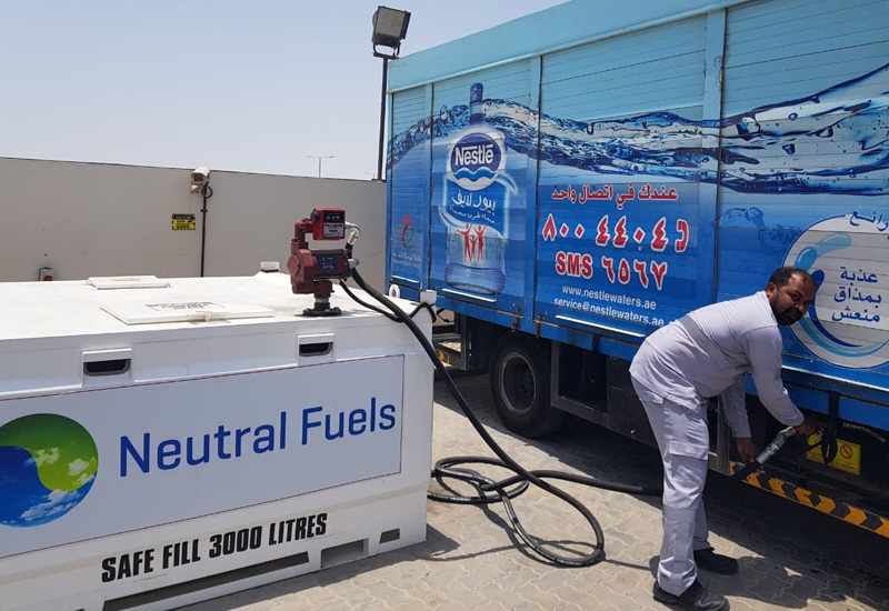 10 Nestl Waters trucks are using a cooking-oil based biofuel in Dubai. 10 Nestl Waters trucks are using a cooking-oil based biofuel in Dubai.