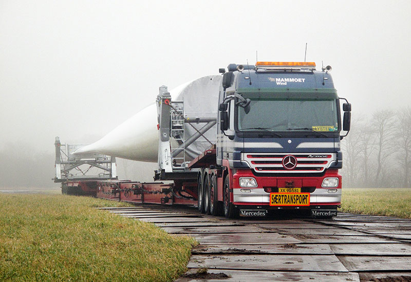 The logistics of bringing the wind turbine components to site remain the same. Here, Mammoet delivers the tallest wind turbine in the world, at 234m, in Denmark. The logistics of bringing the wind turbine components to site remain the same. Here, Mammoet delivers the tallest wind turbine in the world, at 234m, in Denmark.