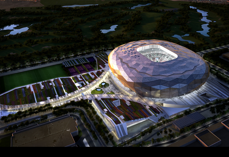 The stadium is designed to represent a diamond sparkling in the desert. The stadium is designed to represent a diamond sparkling in the desert.