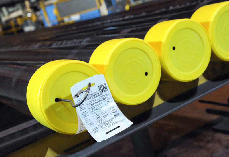 Interpipe’s pipe labels are each imprinted with a QR code. Interpipe’s pipe labels are each imprinted with a QR code.