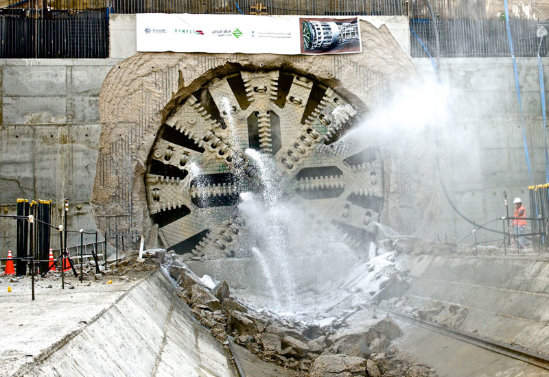 The above image captures the exact moment when Sanah TBM broke through at Riyadh Metros Salah Al-Din Station. The above image captures the exact moment when Sanah TBM broke through at Riyadh Metros Salah Al-Din Station.