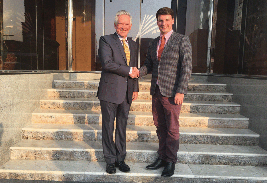Donald Bradley (left) and James Moore finalising the partnership. Donald Bradley (left) and James Moore finalising the partnership.