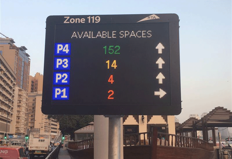 Information about vacant slots will also be displayed in Arabic and English on e-signs on streets. Information about vacant slots will also be displayed in Arabic and English on e-signs on streets.