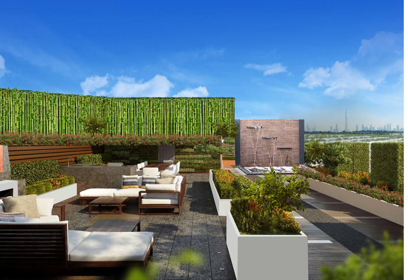 Terrace and sky garden view. Terrace and sky garden view.