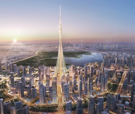 At 928m in height, The Tower at Dubai Creek Harbour is expected to become the world’s tallest manmade structure when it completes in 2020. At 928m in height, The Tower at Dubai Creek Harbour is expected to become the world’s tallest manmade structure when it completes in 2020.
