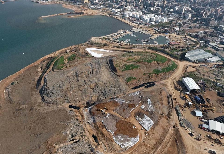 Aerial view of the Bourj Hammoud Landfill, including the reclamation area and breakwater. Aerial view of the Bourj Hammoud Landfill, including the reclamation area and breakwater.
