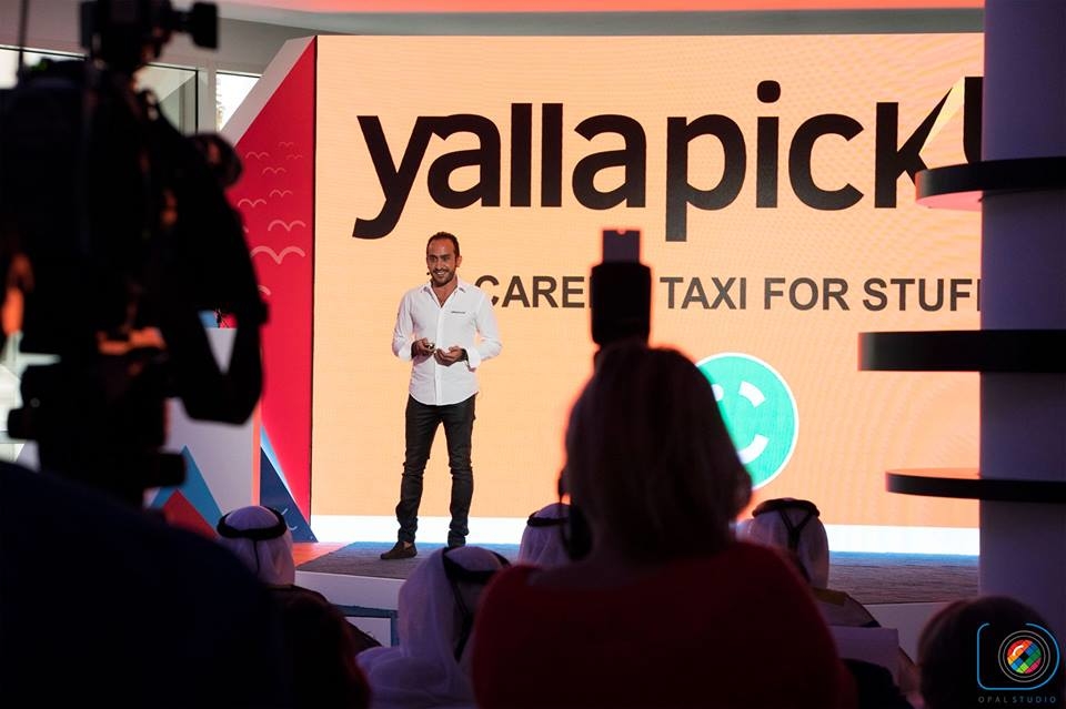 Elie El Tom, founder and CEO of Yalla Pickup, on stage. Elie El Tom, founder and CEO of Yalla Pickup, on stage.