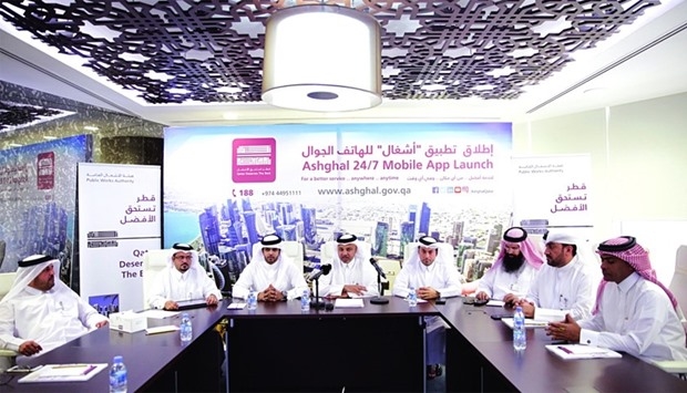 Ashghal officials announced the launch of the mobile app during a press conference. Ashghal officials announced the launch of the mobile app during a press conference.