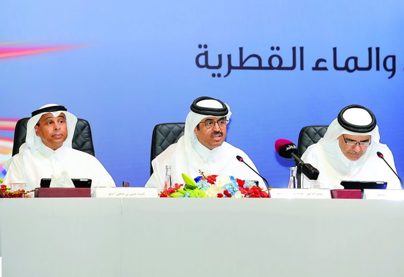 Minister of Energy and Industry and Chairman of Qatar Electricity and Water Company HE Dr Mohammed bin Saleh Al Sada (centre). (The Peninsula) Minister of Energy and Industry and Chairman of Qatar Electricity and Water Company HE Dr Mohammed bin Saleh Al Sada (centre). (The Peninsula)