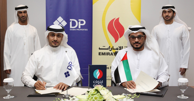 Officials from Dubai Properties and ENOC Group at the deal signing ceremony. Officials from Dubai Properties and ENOC Group at the deal signing ceremony.