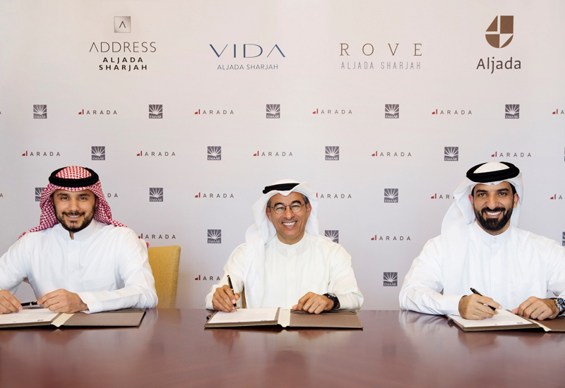 Arada and Emaar Hospitality Group have signed an agreement to launch three hotels in Sharjah. Arada and Emaar Hospitality Group have signed an agreement to launch three hotels in Sharjah.