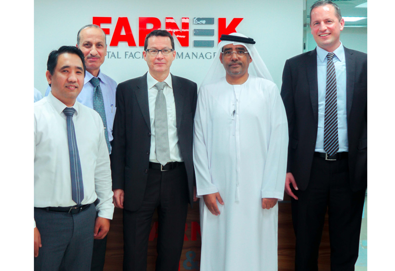 (L-R) Jude Linga, FM Manager, Abu Dhabi; Saeed Abu Saleh, director operations, Farnek Abu Dhabi; Lukas Eigenmann, COO, Farnek; Saeed Tamimi, security manager, Farnek Abu Dhabi and Markus Oberlin, CEO, Farnek. (L-R) Jude Linga, FM Manager, Abu Dhabi; Saeed Abu Saleh, director operations, Farnek Abu Dhabi; Lukas Eigenmann, COO, Farnek; Saeed Tamimi, security manager, Farnek Abu Dhabi and Markus Oberlin, CEO, Farnek.