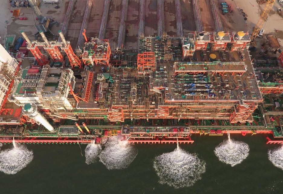 The loadout of the Jangkrik floating production unit (FPU) at Karimun Island, Indonesia. The loadout of the Jangkrik floating production unit (FPU) at Karimun Island, Indonesia.