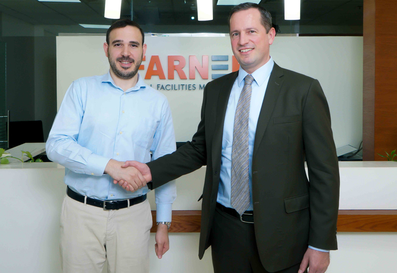 Markus Oberlin and Bader Qutteineh, business development officer ArabiaWeather Inc at the contract signing. Markus Oberlin and Bader Qutteineh, business development officer ArabiaWeather Inc at the contract signing.