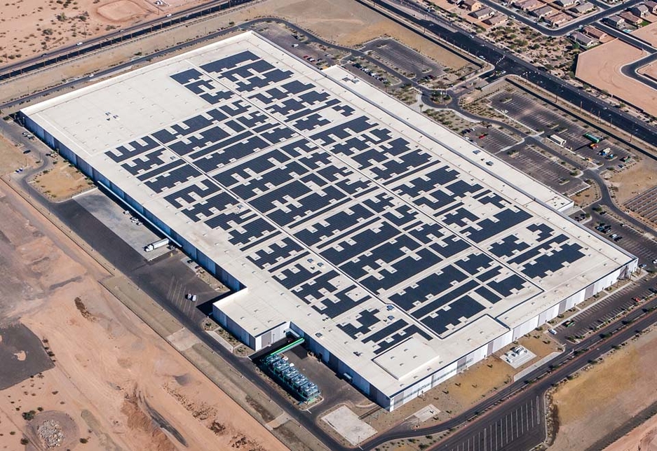 A rooftop solar installation at a light industrial facility (for illustrative purposes only). A rooftop solar installation at a light industrial facility (for illustrative purposes only).