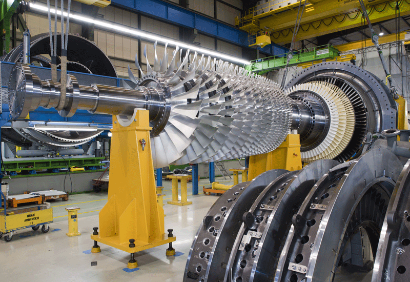A Siemens gas turbine. A Siemens gas turbine.
