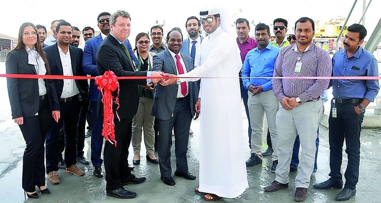 Abdullah Mohammed Al Kuwari, Sure V. Satyanarayana and Damien Healey jointly inaugurating the new ready mix plant in Ras Bufontas. Abdullah Mohammed Al Kuwari, Sure V. Satyanarayana and Damien Healey jointly inaugurating the new ready mix plant in Ras Bufontas.