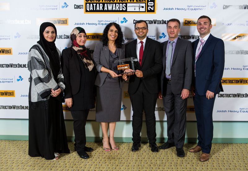 The CH2M & ictQatar team poses with the CSR Initiative of the Year award. The CH2M & ictQatar team poses with the CSR Initiative of the Year award.