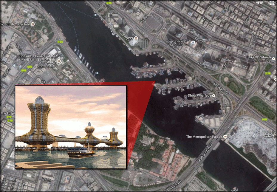 The project (inset) and its location in Dubai. The project (inset) and its location in Dubai.