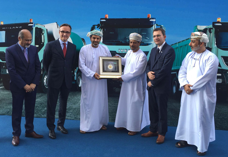 L-R: Divyendu Kumar, MD of Suhail Bahwan Automobiles; Luca Sra, MEA head at Iveco; Sheikh Ahmed Suhail Bahwan, MD of Suhail Bahwan Group; a Galfar representative; and, Pierre Lahutte, Iveco brand president. L-R: Divyendu Kumar, MD of Suhail Bahwan Automobiles; Luca Sra, MEA head at Iveco; Sheikh Ahmed Suhail Bahwan, MD of Suhail Bahwan Group; a Galfar representative; and, Pierre Lahutte, Iveco brand president.